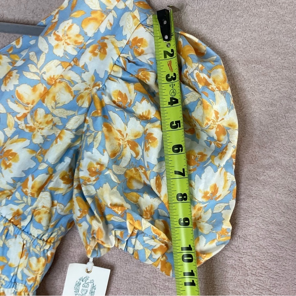 NEW Tuckernuck Puff Sleeve Midi Dress Women XXS Blue/Orange Floral HyacinthHouse - Picture 9 of 11